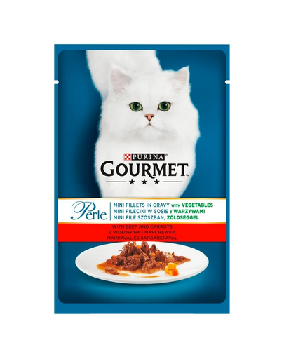 Perle z wołowiną i marchewką 24x85g mokra karma dla kotów