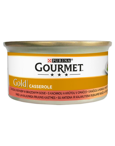 Gold Casserole z kaczką i indykiem w sosie 24x85g mokra karma dla kotów