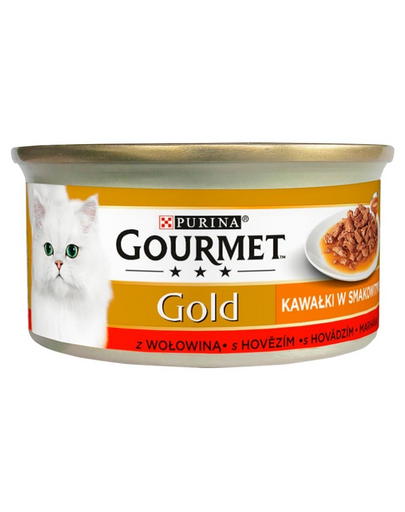 Gold Sauce Delights z wołowiną 24x85 g mokra karma dla kotów