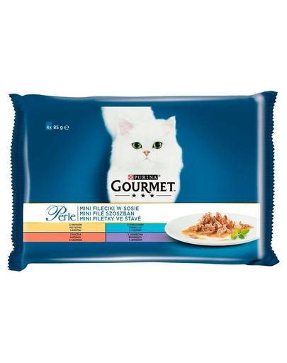 Perle Mini Fileciki w sosie  (indyk, tuńczyk, kaczka, jagnięcina) 4x85g mokra karma dla kotów