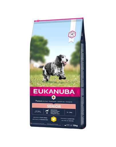 EUKANUBA Caring Senior Medium Breed hrana uscata caini seniori talie medie, bogat in pui 15kg