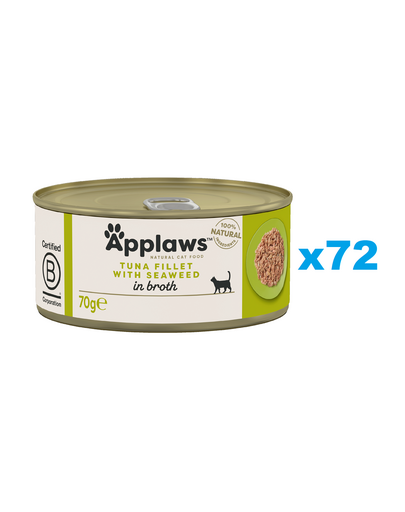 APPLAWS Cat Adult Tuna with Seaweed in Broth ton cu alge 72x70 g pentru pisica