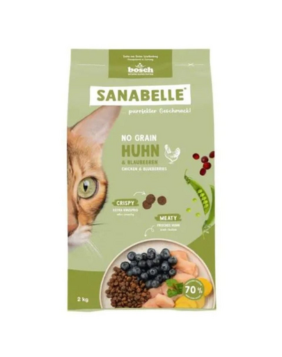 SANABELLE No Grain 2 kg hrană completă fără cereale pentru pisici, cu pui