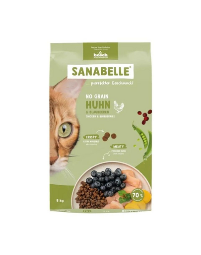 SANABELLE No Grain 8 kg hrană completă fără cereale pentru pisici, cu pui