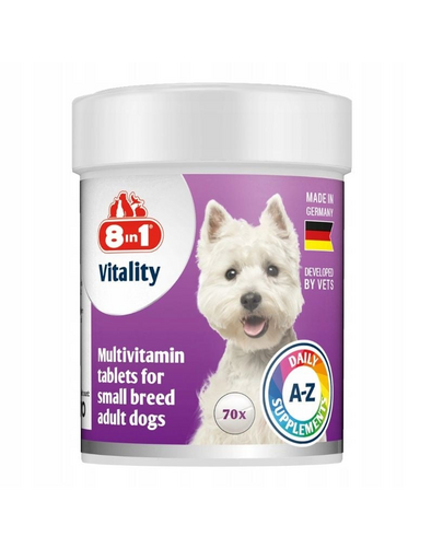 8IN1 Vitality Multivitamin 70 tablete pentru câini adulți de talie mică