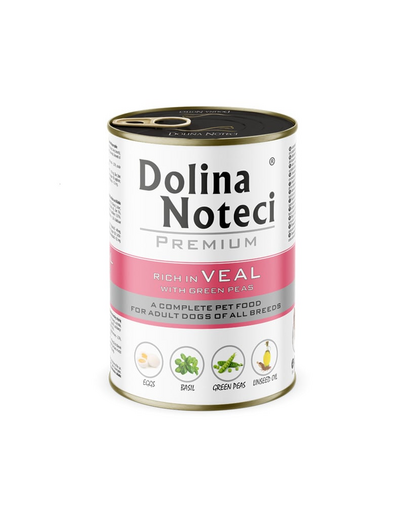 DOLINA NOTECI Premium Bogată în vițel cu mazăre 400 g conservă câini