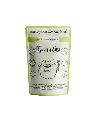 GUSSTO Cat Fresh pui & creveți 85 g hrană umedă pisici