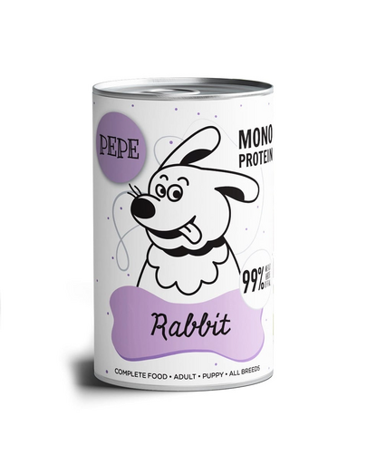 PAKA ZWIERZAKA PEPE Rabbit (iepure) 800g hrană umedă monoproteică cu iepure pentru câini