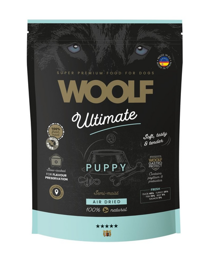 WOOLF Ultimate Soft Puppy 1 kg hrană semi-umedă fără cereale cu rață și curcan pentru căței