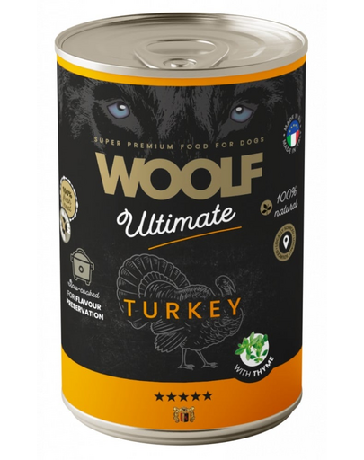 WOOLF Ultimate Adult Dog curcan și cimbru 400g hrană umedă câini adulți
