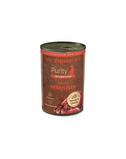 FITMIN Purity Adult Dog Beef with liver 400g hrană umedă câini vită și ficat, fără cereale