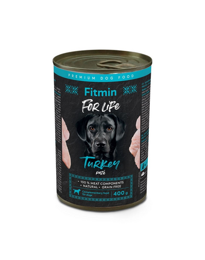 FITMIN For Life Dog pate hrana umeda pentru caini, din curcan 400 g