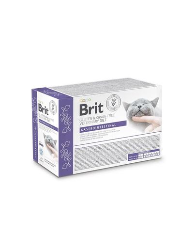 BRIT Veterinary Diet Grain Free Gastrointestinal Cat Fillets in Gravy Lamb 12x85g cu miel pentru pisici cu probleme gastrointestinale