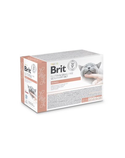 BRIT Veterinary Diet Grain Free Renal Cat Fillets in Gravy Salmon 12x85g pentru pisici, care susține funcțiile renale