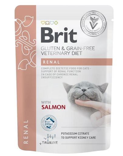BRIT Veterinary Diet Grain Free Renal fileuri în sos cu somon pentru pisici 12x85g
