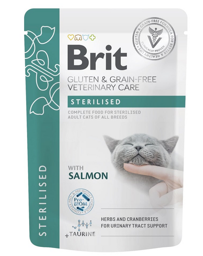 BRIT Veterinary Diet Grain Free Sterilised fileuri în sos pentru pisici sterilizate 12x85g