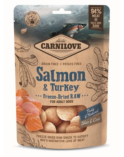 CARNILOVE Snack liofilizat somon și curcan 60g câini adulți