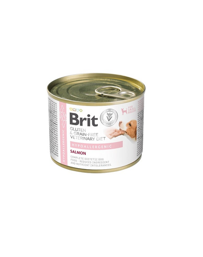 BRIT VD Grain Free Hypoallergenic conservă 200 g somon cu mazăre pentru câini cu intoleranță alimentară