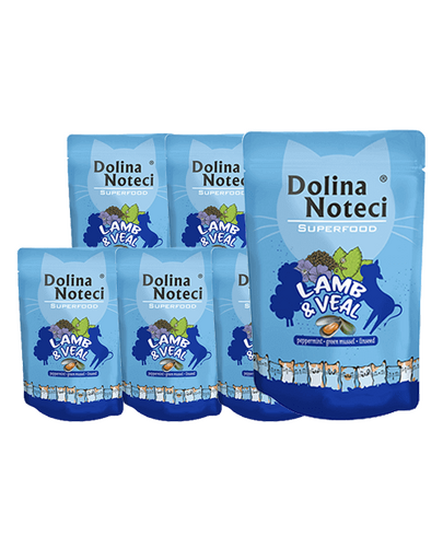 DOLINA NOTECI Superfood hrana umeda pentru pisici, cu miel si vitel 10x85g