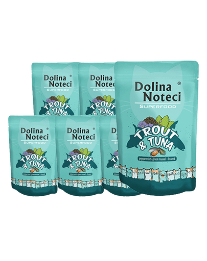DOLINA NOTECI Superfood pstrąg i tuńczyk mokra karma dla kotów 10x85 g