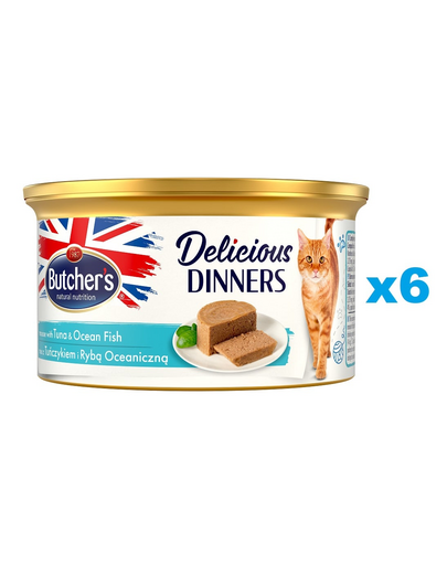 BUTCHER'S Classic Delicious Dinners mousse cu ton și pește 6x85 g