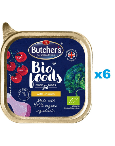 BUTCHER\'S BIO foods Mancare umeda pentru caini 6 x 150 g pate cu pui