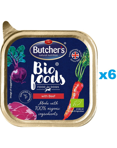 BUTCHER&#039;S BIO foods hrana umeda caine 6 x 150 g pate cu vita
