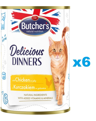 BUTCHER'S Delicious Dinners pui in aspic, hrana pisici 6 x 400g
