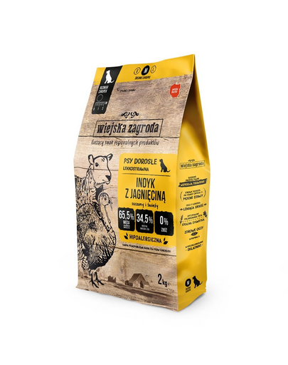 WIEJSKA ZAGRODA Hrana uscată curcan cu miel pentru câini, crochete M 2 kg