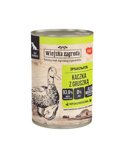 WIEJSKA ZAGRODA Rață cu pară, hrană umedă pentru câini 400 g
