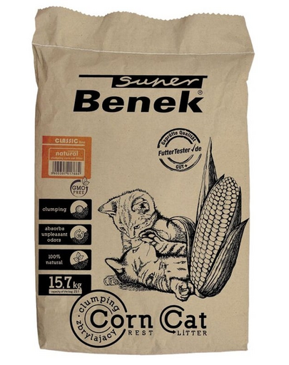 BENEK Super Corn Cat Asternut din porumb pentru litiera 25 l (15,7 kg)