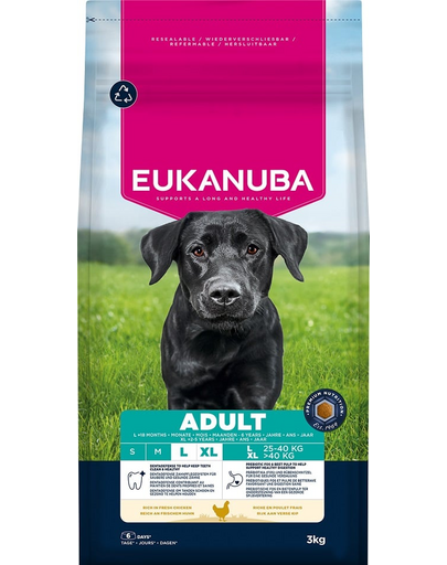 EUKANUBA Adult Large Breeds Chicken 3 kg hrană câine rasă mare bogată în pui proaspăt