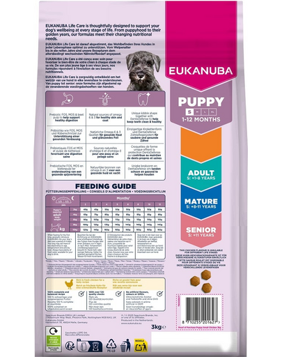 EUKANUBA Puppy Small Breeds Chicken 3 kg hrană căței rase mici bogată în pui proaspăt