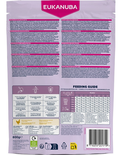 EUKANUBA Puppy Large Breeds Chicken 800 g hrană pentru căței rase mari bogată în pui proaspăt