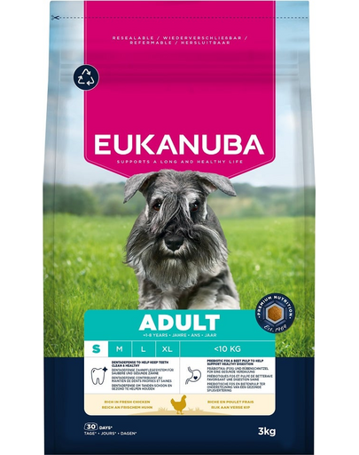 EUKANUBA Adult Small Breeds Chicken 3 kg hrană câini rase mici bogată în pui proaspăt