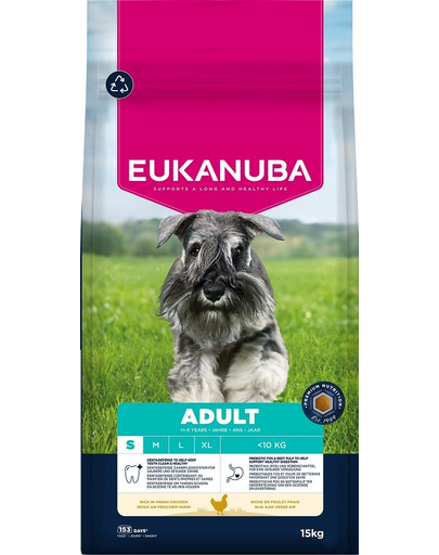 EUKANUBA Adult Small Breeds Chicken 15 kg hrană uscată câini rase mici, bogată în pui proaspăt
