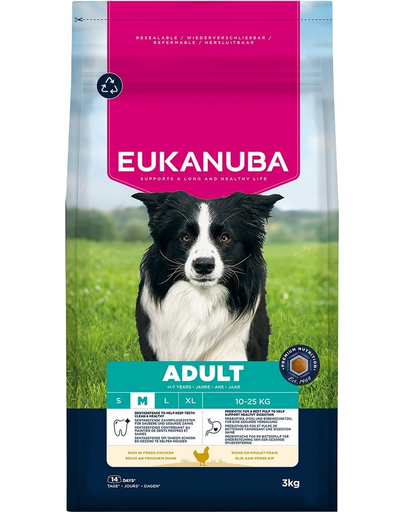 EUKANUBA Adult Medium Breeds Chicken 3 kg hrană câini rase medii cu pui