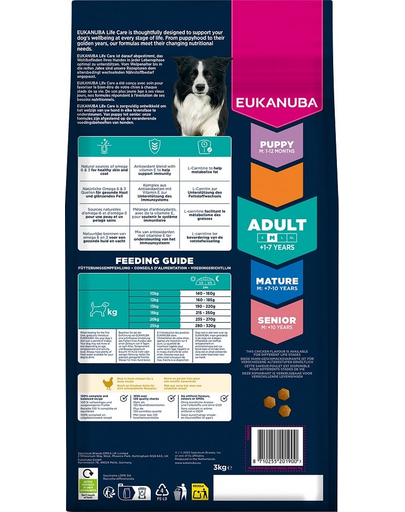 EUKANUBA Adult Medium Breeds Chicken 3 kg hrană câini rase medii cu pui