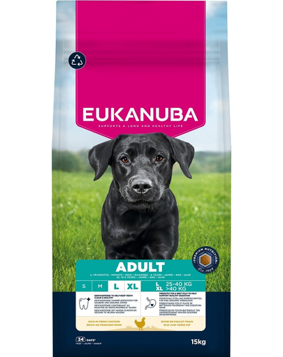 EUKANUBA Adult Large Breeds Chicken 15 kg hrană câini rase mari, bogată în pui proaspăt