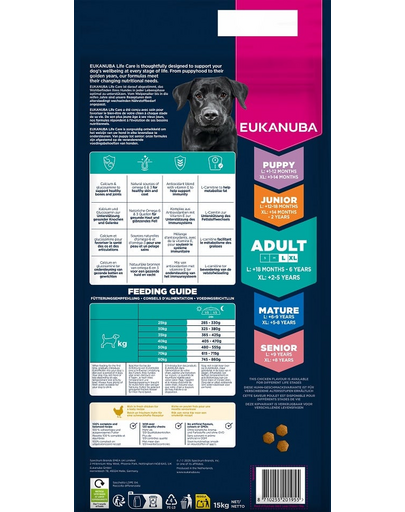EUKANUBA Adult Large Breeds Chicken 15 kg hrană câini rase mari, bogată în pui proaspăt