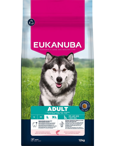 EUKANUBA Adult Large Breeds Salmon Barlej 12 kg hrană câini mari, bogată în somon și orz