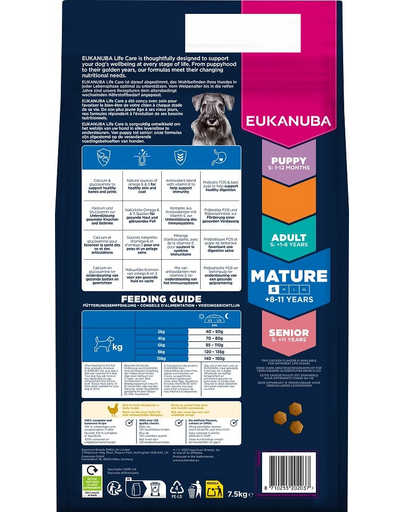 EUKANUBA Mature Small Breeds Chicken 7,5 kg hrană câini maturi rase mici, bogată în pui proaspăt