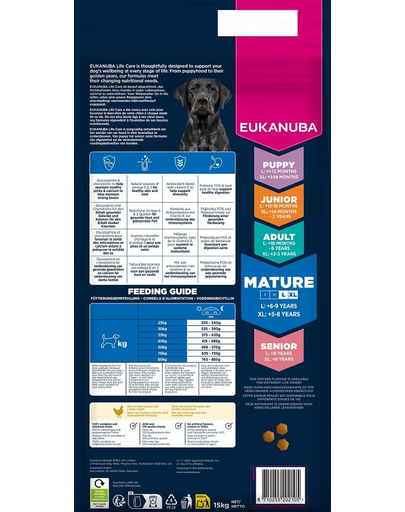 EUKANUBA Mature Large Breeds Chicken 15 kg hrană câini maturi rase mari bogat în pui proaspăt