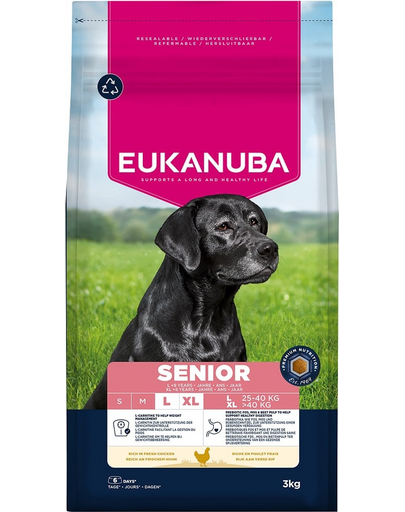 EUKANUBA Senior Large Breeds Chicken 3 kg hrană câini seniori rase mari, bogată în pui proaspăt