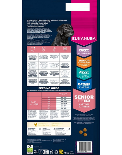EUKANUBA Senior Large Breeds Chicken 15 kg hrană câine senior talie mare, cu pui