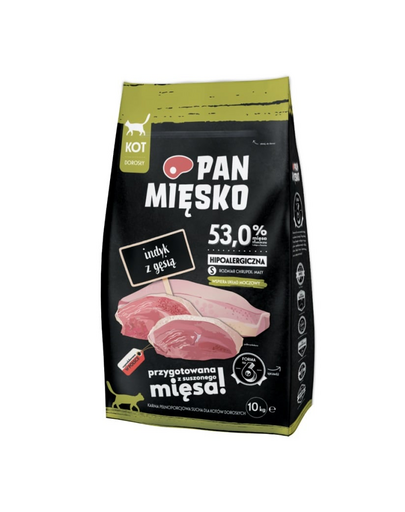 PAN MIĘSKO Hrana uscata pentru pisici, cu curcan si gasca S 2x10kg