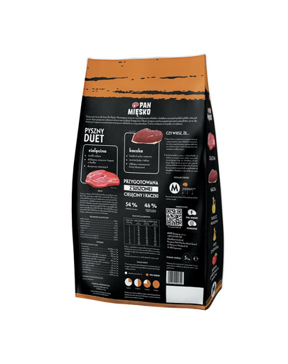 Cielęcina z kaczką dla kotów chrupki M 5 kg