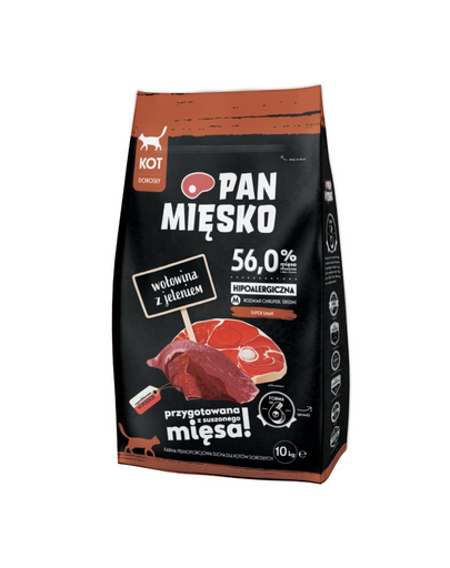 PAN MIĘSKO Hrana uscata pisici adulte, cu vita si vanat M 10kg