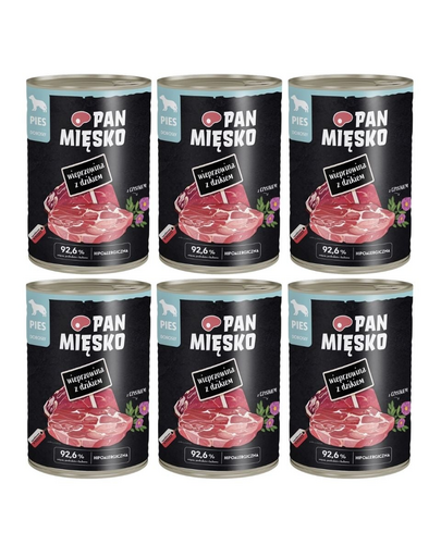 PAN MIĘSKO Carne de porc cu mistreț hrană umedă pentru câini 6x400 g