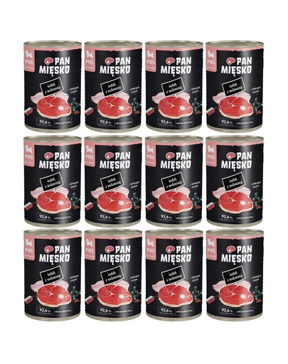 PAN MIĘSKO Curcan cu vită hrană umedă pentru căței 12x400 g